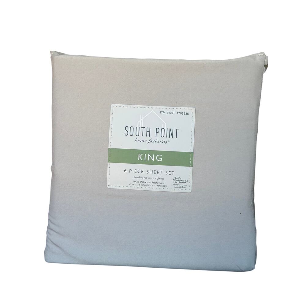 South Point sheets King 6 piece extra soft gray new